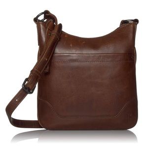 FRYE Melissa Swing Pack Zip Crossbody Bag in Dark Brown Chocolate Brown Leather